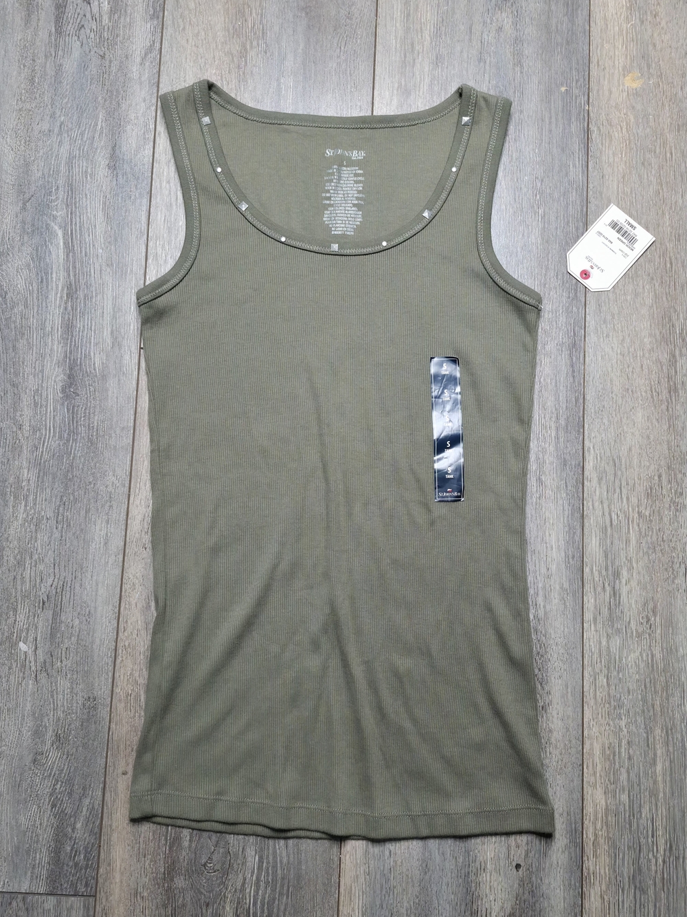 St. John's Bay Olive Green Ribbed Tank Top - Scoop Neck Sleeveless